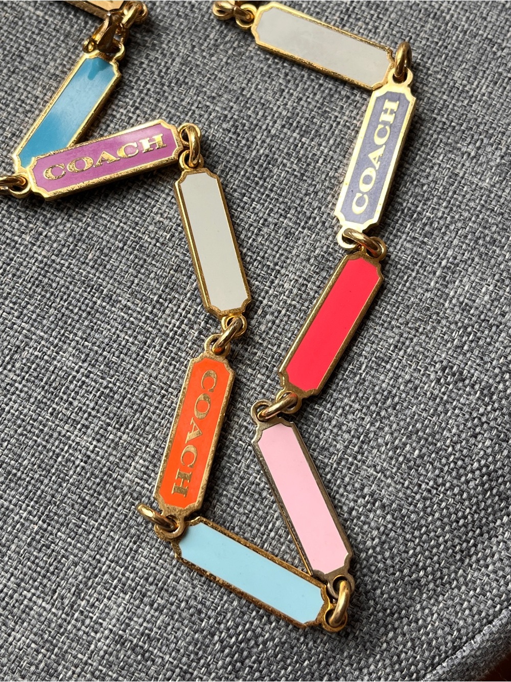 Coach Colorblock Enamel Link Necklace with Multicolor and Logo Links - Picture 8 of 10